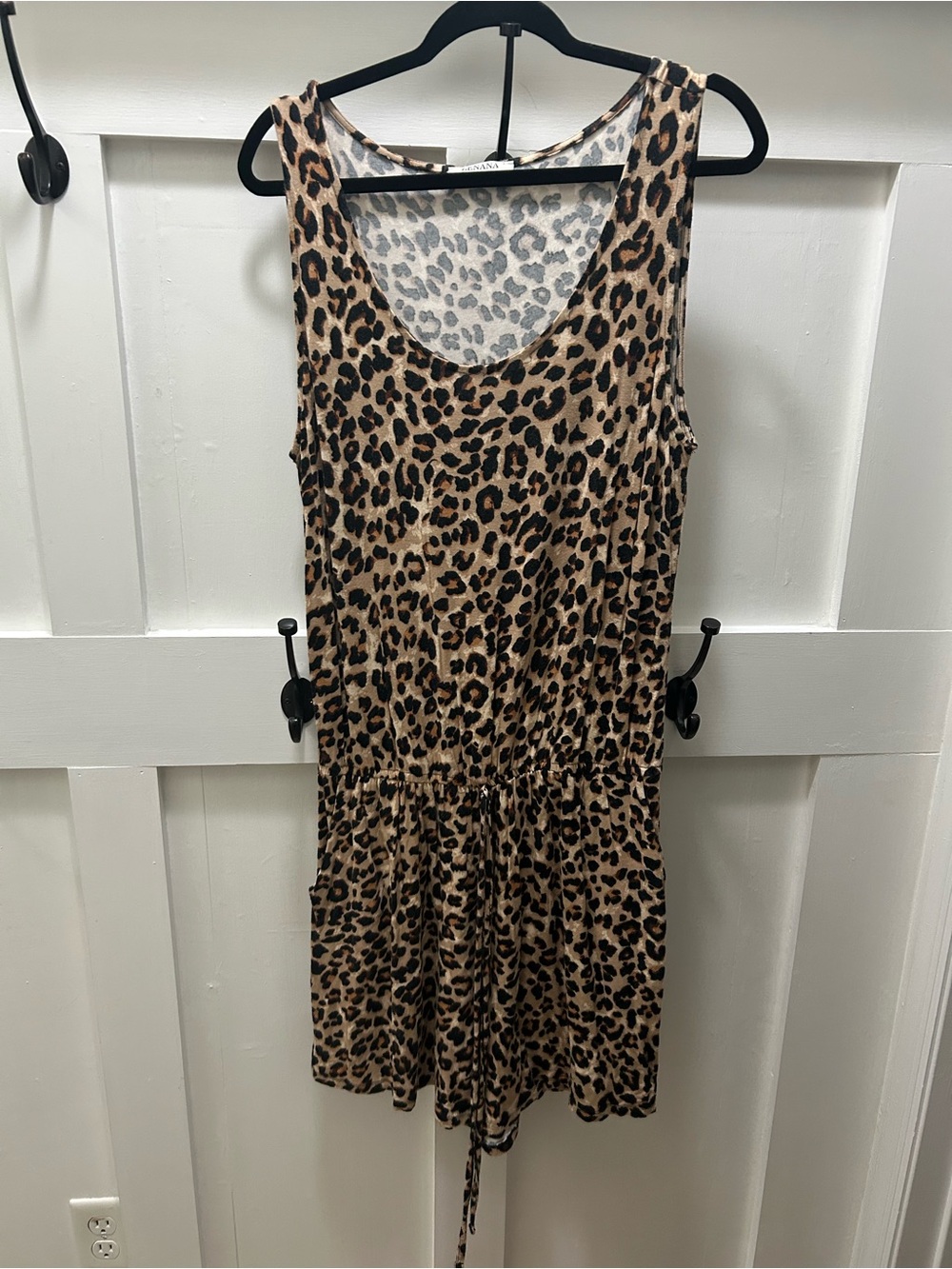 Leopard Print Sleeveless Romper - Tan & Black